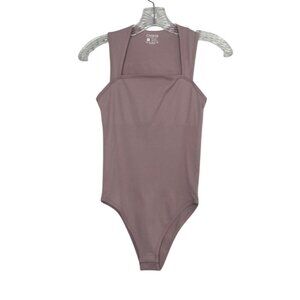 OQQ Ribbed Sleeveless Bodysuit Small Pink Stretchy High Cut